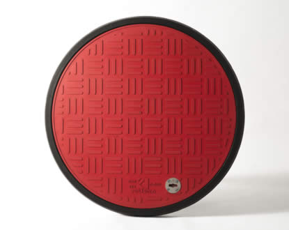 Tapa de arqueta composite poliuretano fibra de vidrio roja